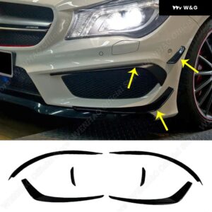 フロント バンパー アンダー エアベント カナード メルセデスベンツ CLA クラス W117 C117 CLA200 250 A45 AMG 2013-2015 アウトレット ブレードカバー - One Set (6PCS)