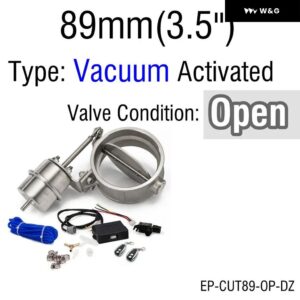 HUBスポーツ排気 コントロール バルブ セット 真空 アクチュエーター 付き カットアウト89MM / 4インチ 102MM パイプ オープン スタイル ワイヤレスリモート - 89mm