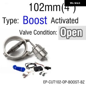 HUBスポーツ排気 コントロール バルブ ブースト アクチュエーター カットアウト付き 3.5インチ89MM / 4インチ102MM パイプ オープン ワイヤレスリモート コ - 102mm