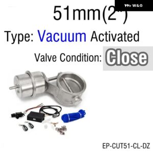 HUBスポーツ 1BAR排気 コントロール バルブ セット 真空 アクチュエーター カットアウト51MM/60MM/63MM/70MM/76MMワイヤレスリモート コントローラ ー付き - 51mm