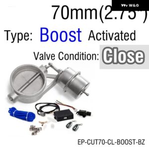 排気 制御 バルブ セット カットアウト 51MM/60MM/63MM/70MM/76MM パイプ クローズド ブーストアクチュエータ付き ワイヤレスリモート コントローラ - 70mm