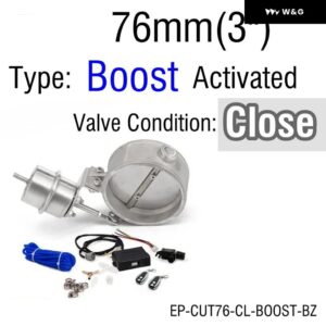 排気 制御 バルブ セット カットアウト 51MM/60MM/63MM/70MM/76MM パイプ クローズド ブーストアクチュエータ付き ワイヤレスリモート コントローラ - 76mm