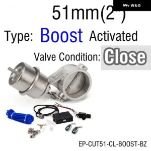排気 制御 バルブ セット カットアウト 51MM/60MM/63MM/70MM/76MM パイプ クローズド ブーストアクチュエータ付き ワイヤレスリモート コントローラ - 51mm