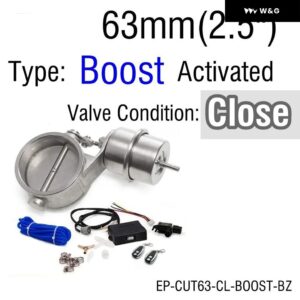 排気 制御 バルブ セット カットアウト 51MM/60MM/63MM/70MM/76MM パイプ クローズド ブーストアクチュエータ付き ワイヤレスリモート コントローラ - 63mm