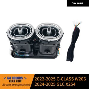 64色LED エアベント メルセデスベンツ C クラス W206 GLC X254 LEDタービンノズル アンビエントライト アウトレット ターボ インテリア エアベント - W206(22-25)Rear