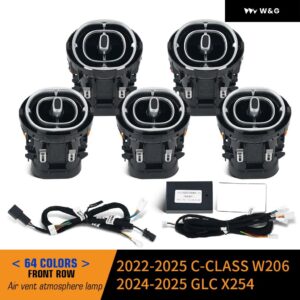 64色LED エアベント メルセデスベンツ C クラス W206 GLC X254 LEDタービンノズル アンビエントライト アウトレット ターボ インテリア エアベント - W206(22-25)Front