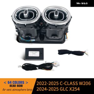 64色LED エアベント メルセデスベンツ C クラス W206 GLC X254 LEDタービンノズル アンビエントライト アウトレット ターボ インテリア エアベント - Rear With Controller