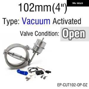 排気 制御 バルブ セット 真空アクチュエータ付き カットアウト89MM / 4インチ 102MM パイプ オープン スタイル ワイヤレスリモート コントローラ ー付き - 102mm