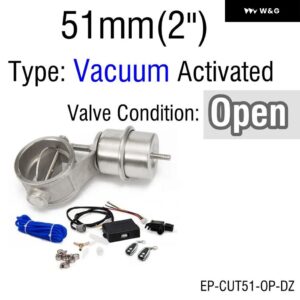 排気 制御 バルブ セット 真空アクチュエータ付き カットアウト51MM/60MM/63MM/70MM/76MM パイプ オープン スタイル ワイヤレスリモート コントローラ - 51mm