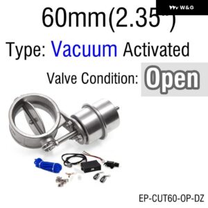 排気 制御 バルブ セット 真空アクチュエータ付き カットアウト51MM/60MM/63MM/70MM/76MM パイプ オープン スタイル ワイヤレスリモート コントローラ - 60mm