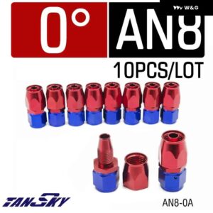 10個 AN8 スイベルホース エンドフィッティング オイル ホースエンド アダプター 0 45 60 90 120 180度編組CPE燃料ホース - straight