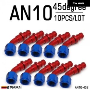 10個 AN10 燃料 ホースエンド プッシュ オン オス継手 ストレート 45度 90度 180度 回転 オイル/ガス ライン エンド 継手 AN-B - AN10-45B