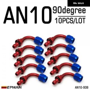 10個 AN10 燃料 ホースエンド プッシュ オン オス継手 ストレート 45度 90度 180度 回転 オイル/ガス ライン エンド 継手 AN-B - AN10-90B