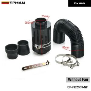 汎用 コールドフィードインダクションキット カーボンエアインテーク フィルター ボックス BMW E46 M3/330/328/325 M52 - ファン付き/なしHU-FB2303 - Without Fan