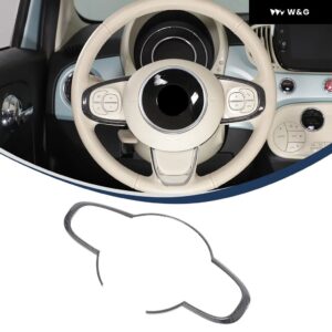 ST ABSカーボン ステアリングホイール ボタン 装飾 フレーム カバー フィアット500 2016-2023 ステアリングホイール トリム アクセサリー - Style A-Dry Carbon