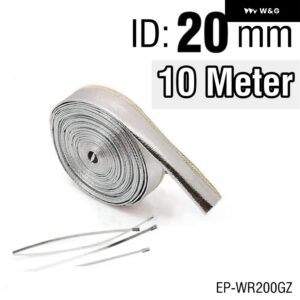 HUBスポーツ 10メートル アルミメッキ メタリック ヒートシールド スリーブ 絶縁ワイヤホースカバー ラップ ID 10MM 12MM 15MM 20MM HU-WRGZ - 20mm