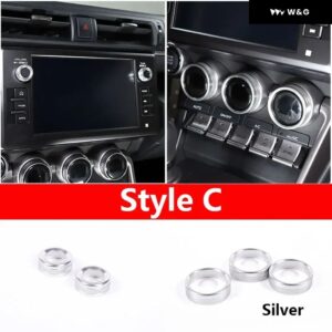 トヨタ 86 スバル BRZ 22-24 アルミシルバー カー エアコン スイッチノブ ボリュームメディアノブリングカバー カーアクセサリー - Style C Silver