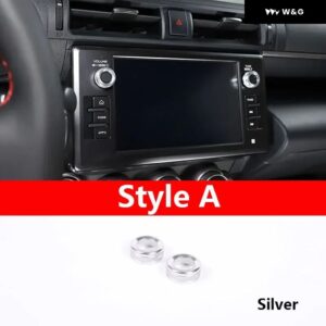 トヨタ 86 スバル BRZ 22-24 アルミシルバー カー エアコン スイッチノブ ボリュームメディアノブリングカバー カーアクセサリー - Style A Silver