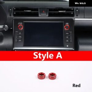 トヨタ 86 スバル BRZ 22-24 アルミシルバー カー エアコン スイッチノブ ボリュームメディアノブリングカバー カーアクセサリー - style A Red