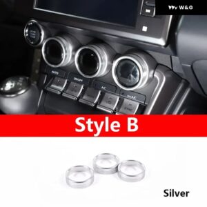 トヨタ 86 スバル BRZ 22-24 アルミシルバー カー エアコン スイッチノブ ボリュームメディアノブリングカバー カーアクセサリー - Style B Silver
