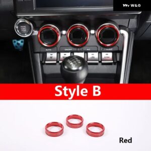トヨタ 86 スバル BRZ 22-24 アルミシルバー カー エアコン スイッチノブ ボリュームメディアノブリングカバー カーアクセサリー - style B Red