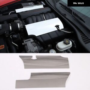 車用 ボンネット コンパートメント ステンレス キット シボレー コルベット C6 2004-13 車用ブレーキオイルポット バッフル 装飾 カバー アクセサリー - Hood stickers