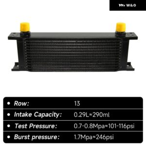 オイルクーラー 13列 AN10 248MM 7/8インチ-14 UNF 汎用 エンジン トランス ミッション MOCAL スタイル アルミ ブラック/シルバー - black