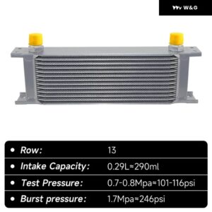 オイルクーラー 13列 AN10 248MM 7/8インチ-14 UNF 汎用 エンジン トランス ミッション MOCAL スタイル アルミ ブラック/シルバー - Silver