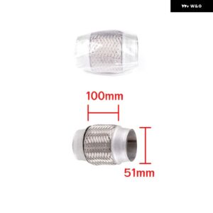 車用マフラー 伸縮自在 フレキシブル接続 編組ベローズ ダブル層 ステンレス 製マフラー パイプ ネット付き - 51x100