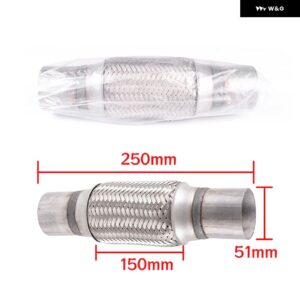 車用マフラー 伸縮自在 フレキシブル接続 編組ベローズ ダブル層 ステンレス 製マフラー パイプ ネット付き - 51x150x250