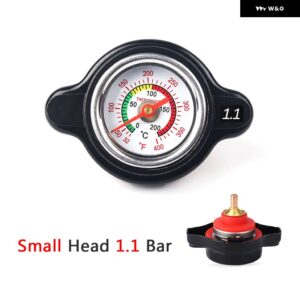 車 オートバイ バイク スタイリング サーモ ラジエーター キャップ タンク カバー 水温計 ユーティリティ セーフ付き 0.9 BAR/1.1 BAR/1.3 BAR - Small Black 1.1 Bar