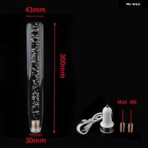 レーシングカルチャー 10/15/20/25/30/40CM アクリル クリスタル バブル LED ギア シフト ノブ レバー クリア ギア シフト ノブ ハンドル - 30cm