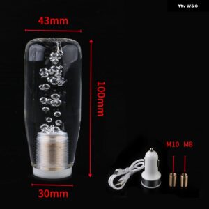 レーシングカルチャー 10/15/20/25/30/40CM アクリル クリスタル バブル LED ギア シフト ノブ レバー クリア ギア シフト ノブ ハンドル - 10cm