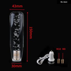 レーシングカルチャー 10/15/20/25/30/40CM アクリル クリスタル バブル LED ギア シフト ノブ レバー クリア ギア シフト ノブ ハンドル - 15cm