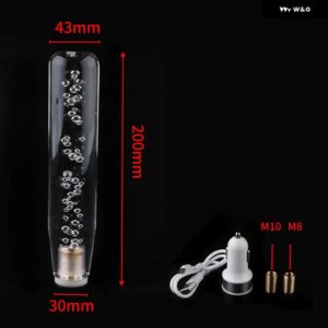 レーシングカルチャー 10/15/20/25/30/40CM アクリル クリスタル バブル LED ギア シフト ノブ レバー クリア ギア シフト ノブ ハンドル - 20cm