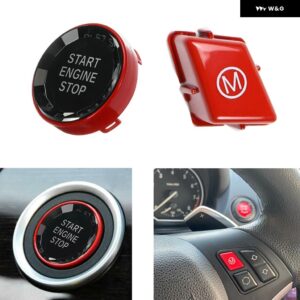 車 ステアリングホイール Mモードスイッチスタート ボタン カバー BMW E90 E92 E93 M3 1M E82 E88 E81 E87 - Red Crystal