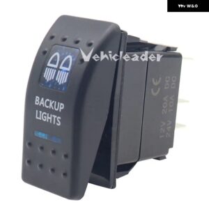 防水 12/24V 車用スイッチ ボート トラック ライト ブルー LED トグルスイッチ 5ピン バー スタイル ブルー トグルロッカー リバース リアライトスイッチ - BACKUP LIGHTS