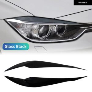 自動車用 ヘッドライト ランプ アイブロウカバー トリム ステッカー BMW 3シリーズ F30 F31 318I 320I 2012-2018 車用 ABS カーボン - piano black