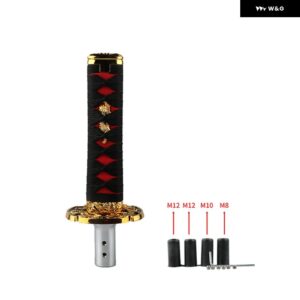 汎用 アクセサリー 150MM カタナ サムライソード シフト ノブ シフター ファッション キャンバス ギア シフト ノブ ブーツ カバー アダプター 付き - 15cm black and red