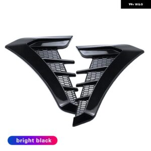 多目的 汎用 カーボンブラック車 装飾 セルエアフローインテークフードスクープ ボンネット ベントカバー ステッカー デコレーション - Pair BLACK