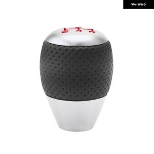 汎用 レーシング5速カーギア シフター ノブレザーアルミ マニュアル オートマチック 合金 ギア シフト ノブ シフト レバー - Silver