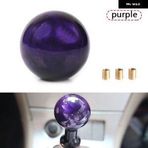 レーシングマーブル スタイル ラウンドボール ギア シフト ノブ 3 アダプター 付き ほとんど車 インテリア アクセサリー - purple