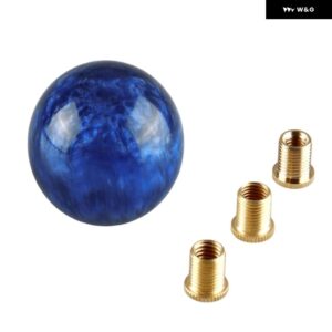 レーシングマーブル スタイル ラウンドボール ギア シフト ノブ 3 アダプター 付き ほとんど車 インテリア アクセサリー - blue