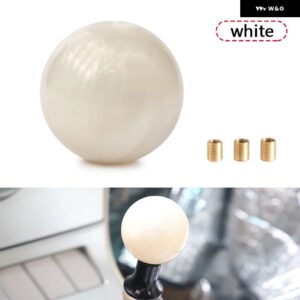 レーシングマーブル スタイル ラウンドボール ギア シフト ノブ 3 アダプター 付き ほとんど車 インテリア アクセサリー - White