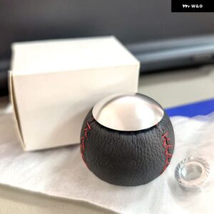 レザーアルミオート ギア シフト ノブトランス ミッション ギアスティック レバー シフター ノブ 汎用 カー マニュアル ギア シフト ノブスティック - Silver
