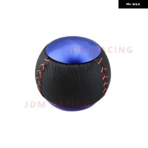 レザーアルミオート ギア シフト ノブトランス ミッション ギアスティック レバー シフター ノブ 汎用 カー マニュアル ギア シフト ノブスティック - blue