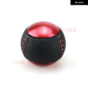 レザーアルミオート ギア シフト ノブトランス ミッション ギアスティック レバー シフター ノブ 汎用 カー マニュアル ギア シフト ノブスティック - red