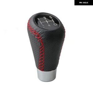 汎用 5/6スピード マニュアル レザー レッド ステッチ ギア シフト ノブ 車用 ギア スティック シフト ノブ レバー マニュアル トランス ミッション M8 M10 - 5 Speed Red