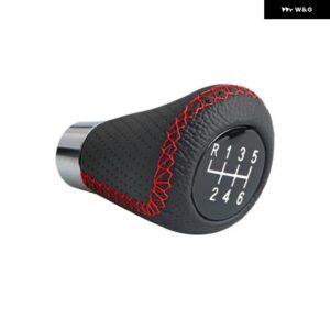 汎用 5/6スピード マニュアル レザー レッド ステッチ ギア シフト ノブ 車用 ギア スティック シフト ノブ レバー マニュアル トランス ミッション M8 M10 - 6 Speed Red