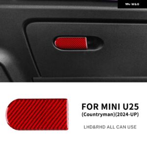 車用副パイロット 収納 ボックス ハンドル MINI COOPER U25 COUNTRYMAN 2024 2025 リアルソフトカーボン ステッカー トリム インテリア アクセサリー - Red carbon